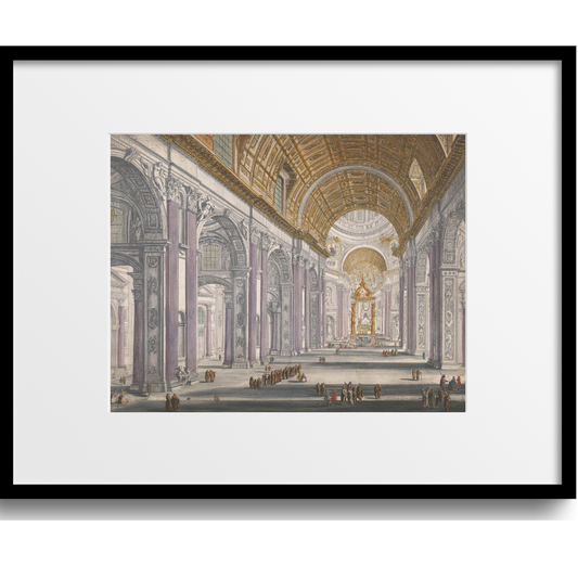 View of St. Peter's Interior, Catholic Art Reproduction Print