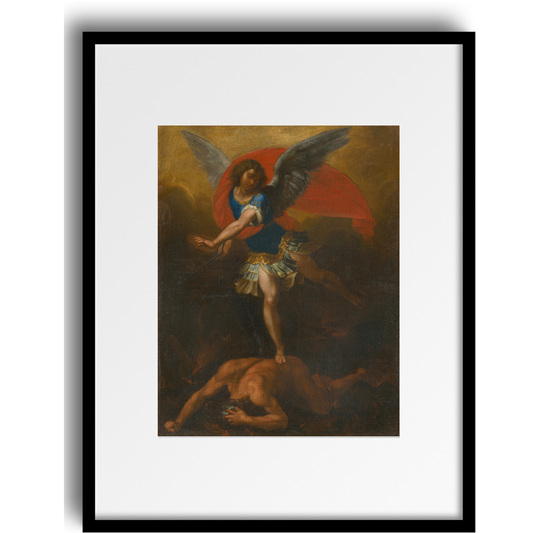 The Battle of Good vs. Evil, St. Michael the Archangel Defeating Satan, Catholic Art Reproduction Print