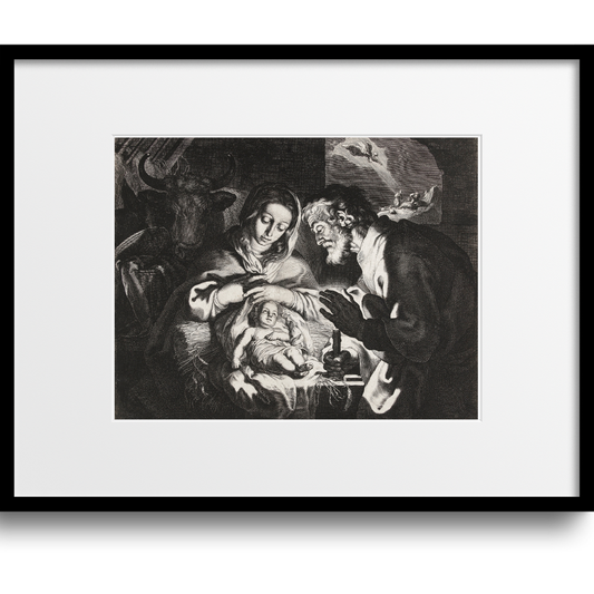 The Birth of Christ, Nativity Scene, Catholic Art Reproduction Print, By Cornelis Bloemaert